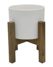Flora Bunda 8in Ceramic Dumpling Pot on Wood Stand