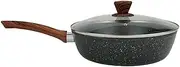 Clevinger Nonstick Saute Pan with Lid, 28CM Deep Fry Pans Skillet Egg Pan Omelet Pan Marble Coating Induction Compatible for Any Stoves, PFOA Free Cookware Chef's Pan with with Heat-Resistant Handle