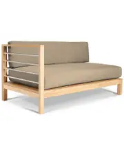 Curated Maison Leon Teak Outdoor Sectional Left With Sunbrella Fawn Cushion