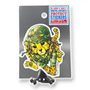 Quirky Fun Sticker from Japan Camouflaged Running Cheetah Helmet B-Side Label