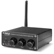 Pyle PDA22BT Desktop Bluetooth Audio Amplifier - Compact Mini Blue Series Stereo