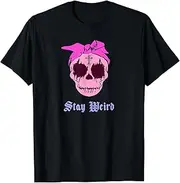 [X.Style] Pink Skull Pastel Stay Weird Goth Bandana Emo Kawaii Teens ds753 T-Shirt (L)