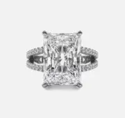 Split 4.10 CT F VS1 Radiant Cut Lab Created Diamond Engagement Ring