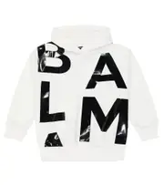 [Balmain Kids] Balmain Kids Logo cotton jersey hoodie Y 10 white