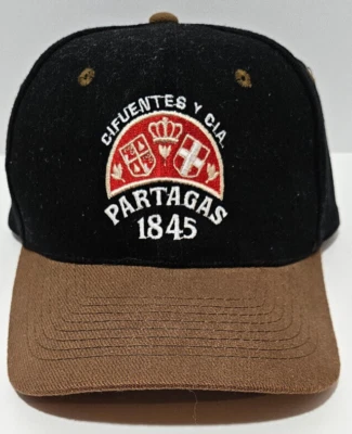 PARTAGAS 1845 Cigar Rare Vintage Snap Back Hat Black & Brown (NEW and UNUSED)