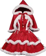 [Oiefeen] Women's Christmas Dress Skirt and Hooded Cloak Match