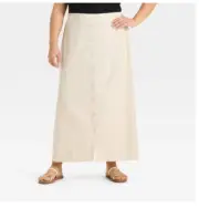 Women's Button-Front Maxi Skirt - Ava & Viv 1X $30