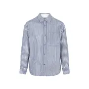 [Craig Green] Craig Green-Blue Chalk Hand-Frayed Stripe Cotton Shirt-Uomo S