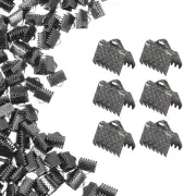 200Pcs 8mm Ribbon Crimp Clamp Ends Bookmark Pinch Cord End Clasps, Light Gold