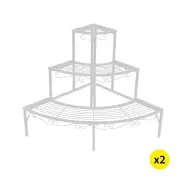 2x Levede Plant Stand Outdoor Indoor Garden Metal 3 Tier Planter Corner Shelf