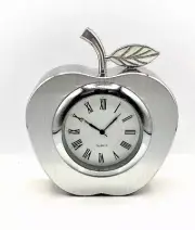 Decorative Silver-Plated Desk CLOCK APPLE shape for Home & Office BRAND NEW
