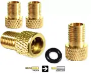 4 PRESTA TO SCHRADER BRASS ADAPTOR BICYCLE VALVE CONVERTER BIKE PUMP CONNECTOR