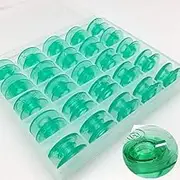 FQTANJU 25 Pieces/Box Green Transparent Plastic Bobbins - #4125615-45, for Viking Husqvarna Designer, Platinum, Lily Series and Also fit White Sewing Machine