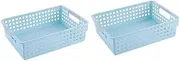 2 Pieces Tabletop Storage Bins for Toy Organization and Pencil Holding, Blue, as described
