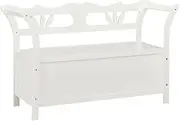 Storage Bench 126 cm White Solid Fir Wood Storage Furniture