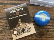 DUNCAN Super Wooden Blue Color NEW 1955 Yo-Yo Tournament Tops in Original Case