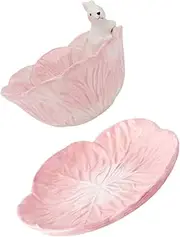 FONDOTIN 1set Adorable Ceramic Boy Girl Tableware Cute Bowl Cabbage Plate Safe for Microwave Dishwasher Oven Lightweight Smooth for Boys and Girls for Boys Girls
