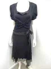NWT~ BOO RADLEY [sz S] Black jersey and silk Occasion Dress