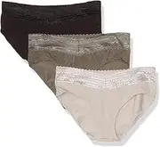 [Warner's] Women's Blissful Benefits No Muffin Top Cotton Stretch Lace Hipster Panties Multipack