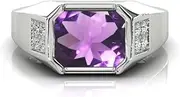 [RRVGEM] amethyst ring 5.00 Carat Handcrafted Finger Ring With Beautifull Stone katela/jamuniya ring Silver Plated ring for unisex, Silver plated, Amethyst