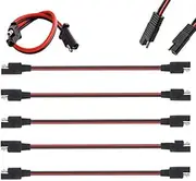 5 Pack 12 Gauge 2 Pin Quick Disconnect Audiopipe Polarized Wire Harness, 12 Inch Heavy Duty SAE Connector Bullet Lead Cable