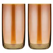 2pc Tempa Verity Highball Tumbler Drinking Glass Crystal Clear Barware Set Amber