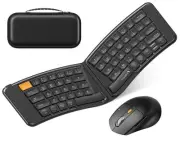 Ergonomic Foldable Keyboard Mouse, XKM03 Portable Folding Bluetooth Keyboard ...