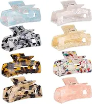 laxizar Hair Claw Clips 8 Pack Tortoise Barrettes Rectangle Shape Clips 3 Inch Fashion Hair Clips for Women