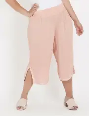 NEW Women's Autograph Split Hem Crinkle Pant - BLUSH Plus Size RRP $69.95