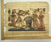 Papyrus Genuine Hand Painted Art Egypt Offering To Pharaoh, Black Gold, 17 X 13