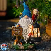 ZQQLITE Garden Gnome Statues Figurine Lights - Solar Powered Lighting Outdoor