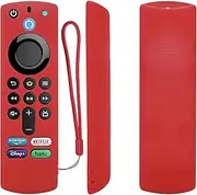 Protective Silicone Remote Case Compatible with TV Stick (3rd Gen) 2021 Alexa Voice Remote, Anti-Slip, Shockproof, kin-Friendly and Washable(Red)
