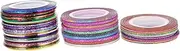 Anneome 50 Rolls Nail Art Tape Self Adhesive Striping Tape for DIY Manicure Decorations Colors Gold Silver for Parties Jewelry Making