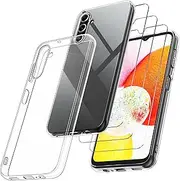 [Didisky] Case for Samsung Galaxy A34 5G with 3 Pack Tempered Glass Protector,Soft Silicone Transparent TPU [Cover+Tempered Glass] 9H HD Hardness, Screen Protector