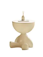 NNETB Cream White Creative Storage Side Table - 41cm Height