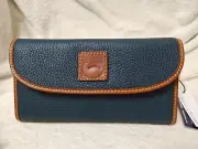 Dooney & Bourke Pebble Grain Continental Clutch Wallet Teal Color