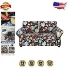Flexible Floral Loveseat Cover with Elastic Straps - Stylish Furniture Protector