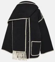 [Toteme] Toteme Embroidered wool-blend scarf jacket AU 12 grey