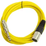 10 Foot Yellow XLR Male to TRS Patch Cables PA DJ Cords XLRM to 1/4"