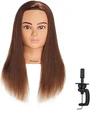 Hairingrid Mannequin Head 20"-22" 100% Human Hair Hairdresser Cosmetology Mannequin Manikin Training Head Hair and Free Clamp Holder