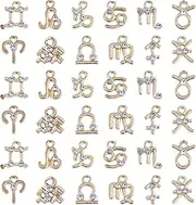 COGCHARGER 36 Pieces Zodiac Sign Charms Pendant Constellations Charms Alloy Zodiac Pendants for Jewelry Necklace Earring Bracelet Making Crafts