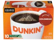 Dunkin 100% Colombian Coffee K Cup Cups Keurig 10 ct