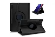 For Samsung Galaxy Tab S9 Case Leather Smart 360 Rotate Flip Stand Case Cover (Black)
