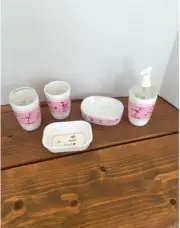 BABY CIE Bathroom*5 Piece SET* Soap Dish, Cup, Toothbrush Holder, Soap Dispenser