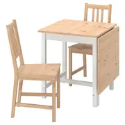 PINNTORP / PINNTORP table and 2 chairs, light brown stained white stained/light brown stained, 67/124 cm