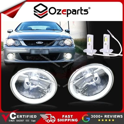 Pair LH+RH Halo Fog Light Lamps + LED Globes For Ford Falcon BA BF XR6 XR8 02~08 (for: Ford)