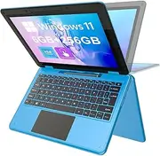 AWOW Touchscreen Laptop, 2-in-1 11.6 Inch FHD Intel 4-Core Celeron N4120 Processor Windows 11 OS 6GB RAM 64GB M.2 SSD Memory Convertible Laptop for Children (Blue)