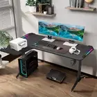 Corner L Shaped Gaming Desk Computer PC Workstation Writing Table with LED Light