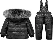 [Generic] Boys Girls Snowsuits, Down Jacket and Snow Trousers, Winter Hooded Coat Long Sleeve Puffer Jacket with Ski Pants Padded Outwear, for Skiing Snowing 3-4 Years