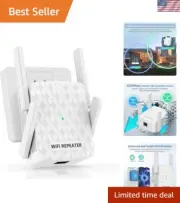 WiFi Extender Signal Booster, Internet Wireless Repeater for Home Coverage up...